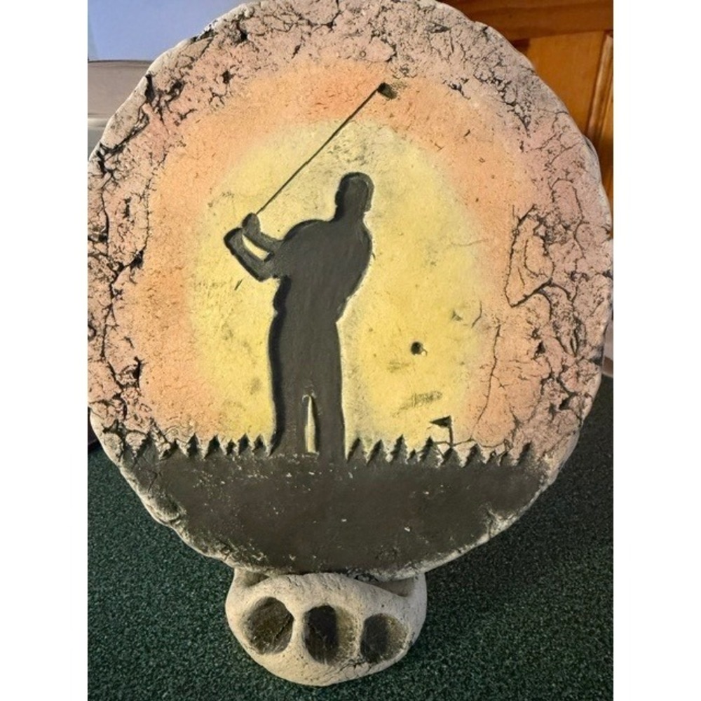 Shapes of Clay by Stan Mt St Helens Ash Golfer Silhouette Plaque Hand Painted‎